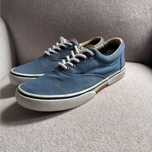 Sperry Top Sider STS15294 Navy Blue Canvas Memory Foam Shoes Mens Size 8M